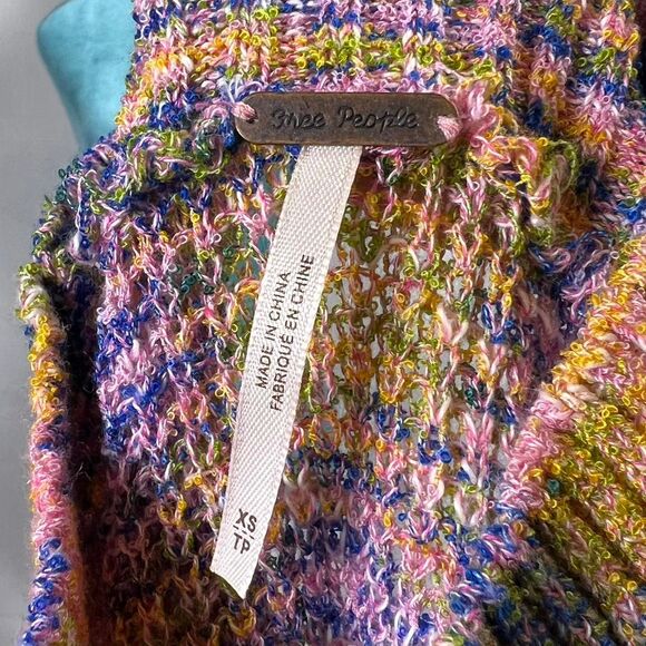 Free People Multi-Color Marl Knit Mock Neck Sweater (Size XS/TP) - Picture 6 of 8